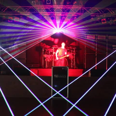 Multicolor laser show club installation