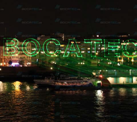 Bocatec branding on water screen