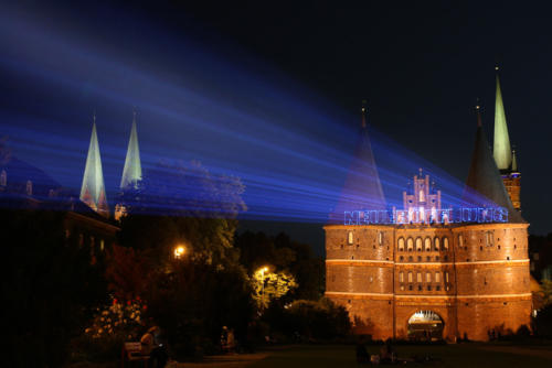 Laserprojektion auf Fassade